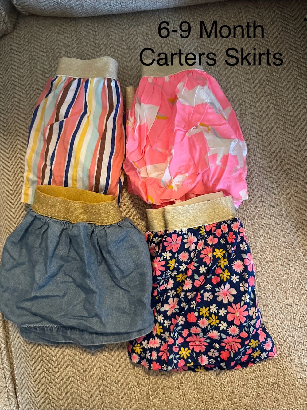 Carter's Gold-Waistband Floral, Stripe, Chambray & Pink Skirt Set